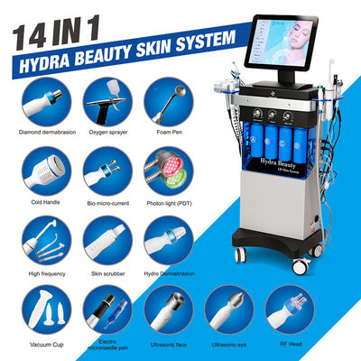 Machine de dermabrasion hydrafaciale multifonctionnelle 14 en 1 avec écran tactile de 10,4 pouces